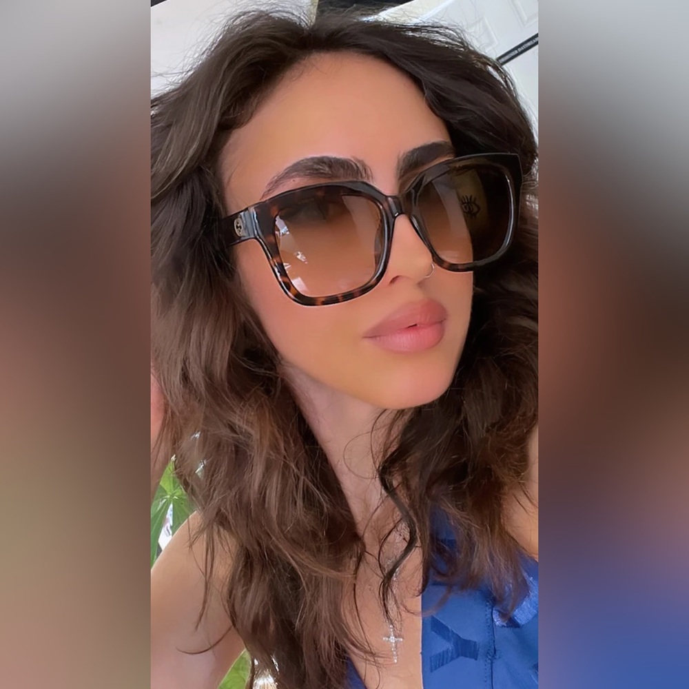 New🔥🔥 - GUCCI GG1338SK THICK RIM SUNGLASSES IN BROWN - Picture 1 of 16